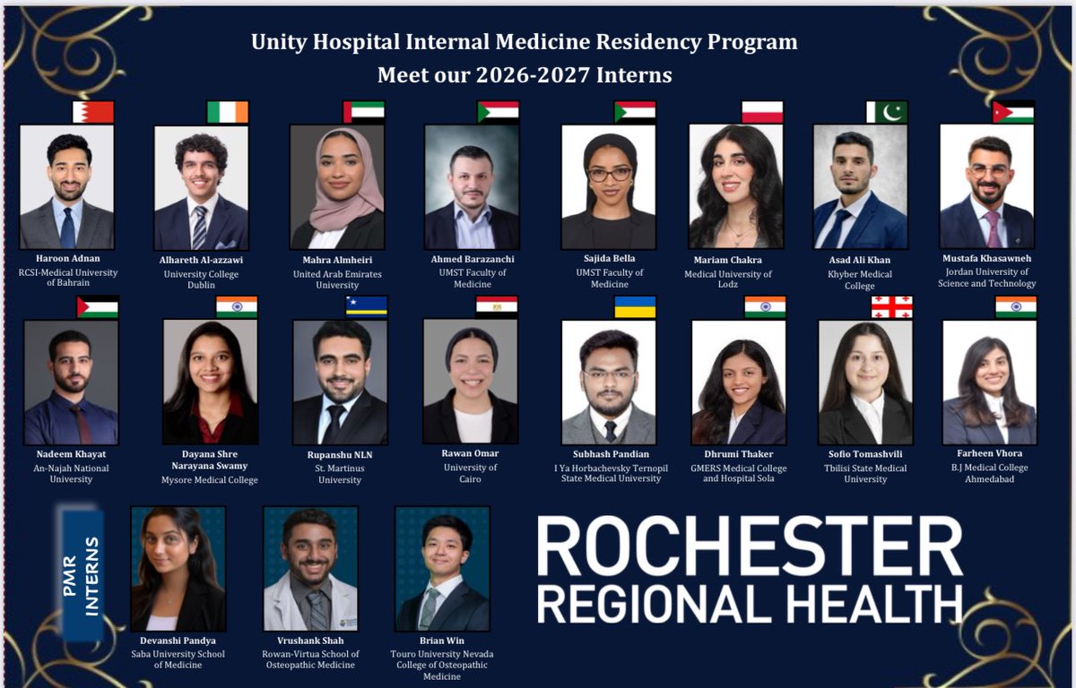 rrh_unityIMRP's tweet photo. Warm welcome to our new interns 🩺
We are excited to have you on board 🔥
#match2026 #internalmedicine #medtwitter https://t.co/Zv119obM8Z
