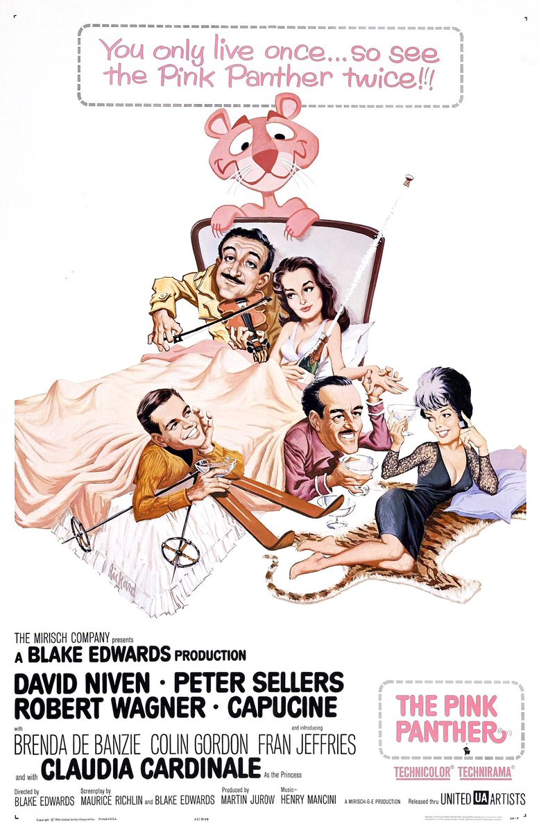 FilmNewsNos's tweet photo. 🎬MOVIE HISTORY: 62 years ago today, March 20, 1964, the movie ‘The Pink Panther’ opened in theaters!

#DavidNiven #PeterSellers #RobertWagner #Capucine #ClaudiaCardinale #BrendaDeBanzie #ColinGordon #JohnLeMesurier #JamesLamphier #GuyThomajan #MichaelTrubshawe #RiccardoBilli https://t.co/i2zPuDRQcP
