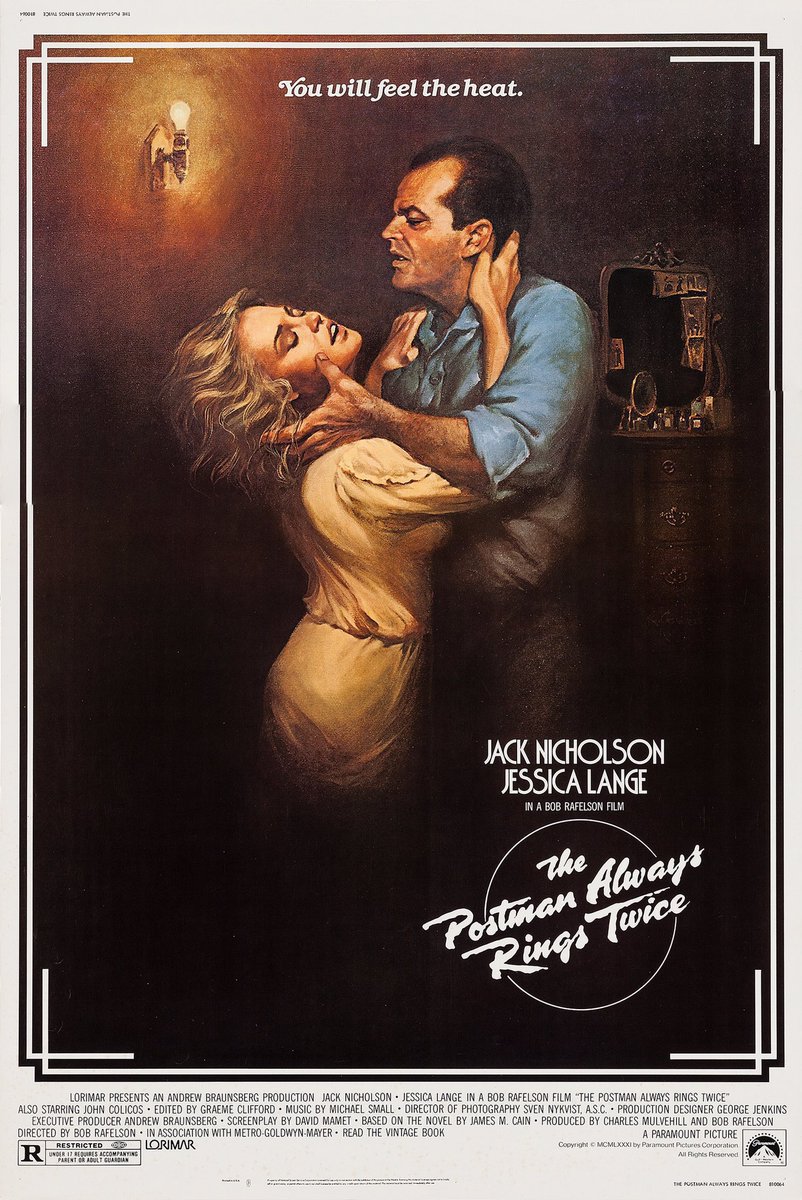 FilmNewsNos's tweet photo. 🎬MOVIE HISTORY: 45 years ago today, March 20, 1981, the movie ‘The Postman Always Rings Twice’ opened in theaters!
#JackNicholson #JessicaLange #JohnColicos #MichaelLerner #JohnPRyan #AnjelicaHuston #WilliamTraylor #WilliamNewman #ChuckLiddell #AlbertHenderson #ChristopherLloyd https://t.co/21wR27zB16
