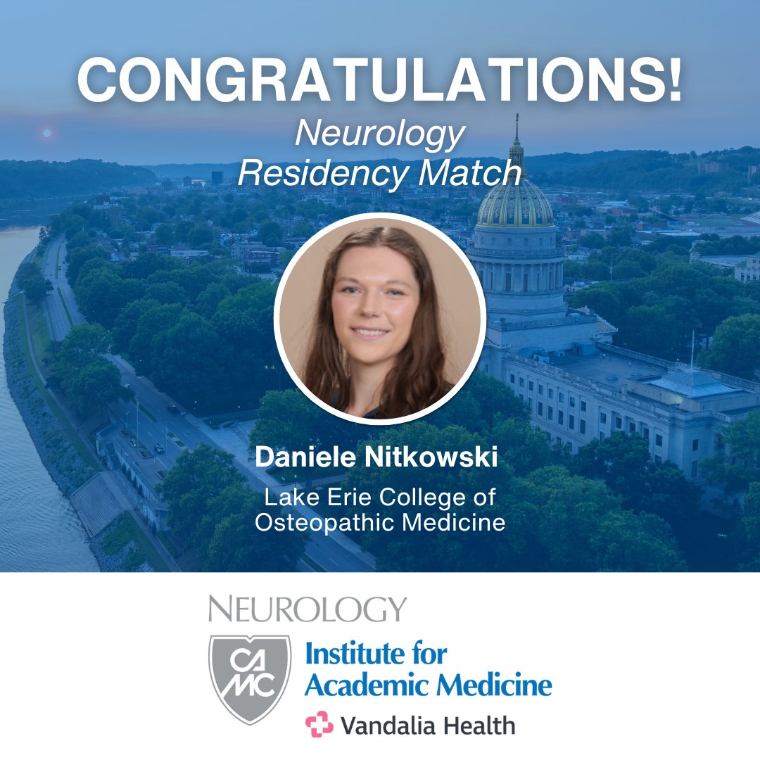 CAMCNeuroIAM's tweet photo. It’s a match! The Neurology Residency at Vandalia Health CAMC is excited to welcome our incoming residents joining us in Charleston, WV. https://t.co/9ADzaCOCwT