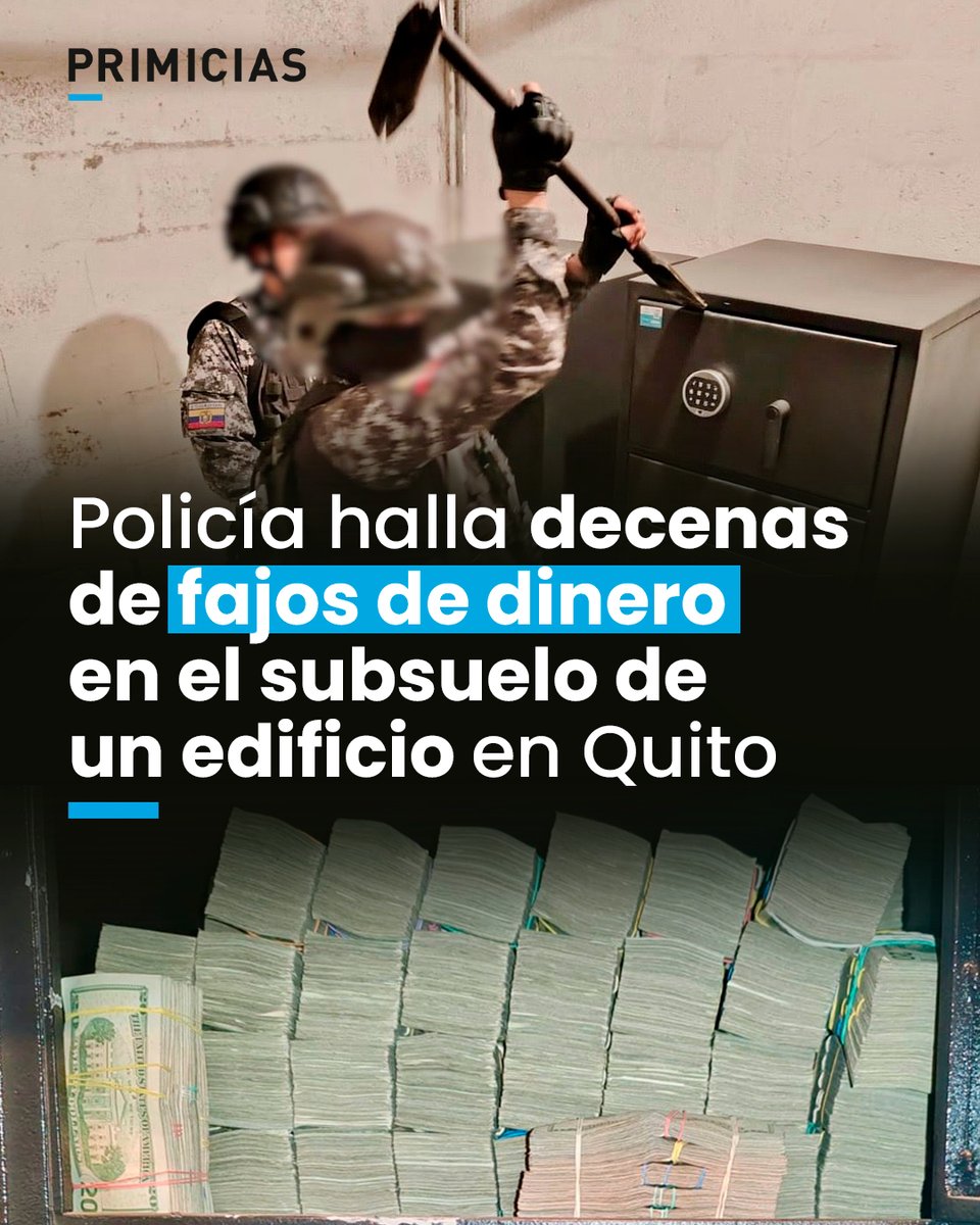 El hallazgo de los fajos de dinero se produjo este 20 de marzo, durante un operativo conjunto entre la Fiscalía y la Policía, en un edificio del norte de Quito. prim.ec/oiM650Yx21G