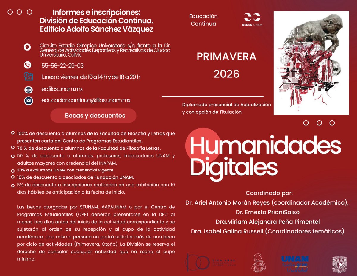 Queda una semana para que comencemos este Diplomado en humanidades digitales, pero aun te puedes inscribir