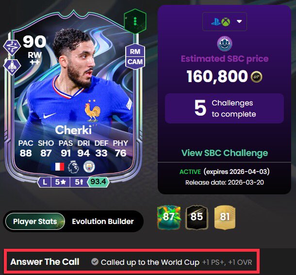 JuniorSintress's tweet photo. CUANDO MEJORAN los ANSWER the CALL? 📞🤔

⏩En Web como Futbin indican: llamados a la Copa del Mundo 🏆 👇🏻👀

⏳Si esté fuera el caso tendríamos que esperar la Lista Oficial terminadas las Ligas

🧵Que dice FC26 sobre la Mejora 👇🏻 https://t.co/HiSdpCYWsc