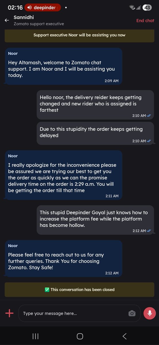 SoapMactavish0's tweet photo. @zomatocare @zomato @jagograhakjago @deepigoyal My order 7917572071 keeps getting delayed, and when I try to contact customer care, they don't have a solution. Why are you charging people gold and platform fees when your platform has exploited riders, users, and restaurants? https://t.co/sV7wR6wp6K