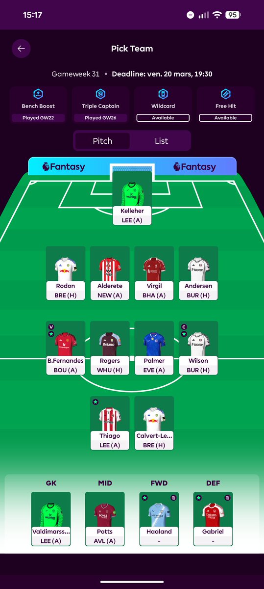 Futur911's tweet photo. Ready for GW31

↩️ Timber, Rice (2FT)
↪️ Virgil, Wilson (c)
🏦 1.3

Just hope for a green arrow https://t.co/PxjpFXbibZ