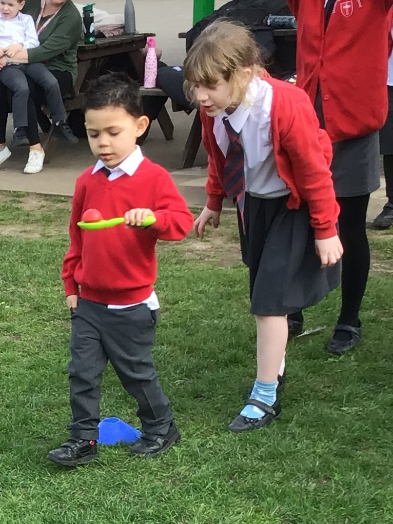 MessingPrimary's tweet photo. Red Nose Day... nose and spoon race. https://t.co/p8nUJ1PkSN