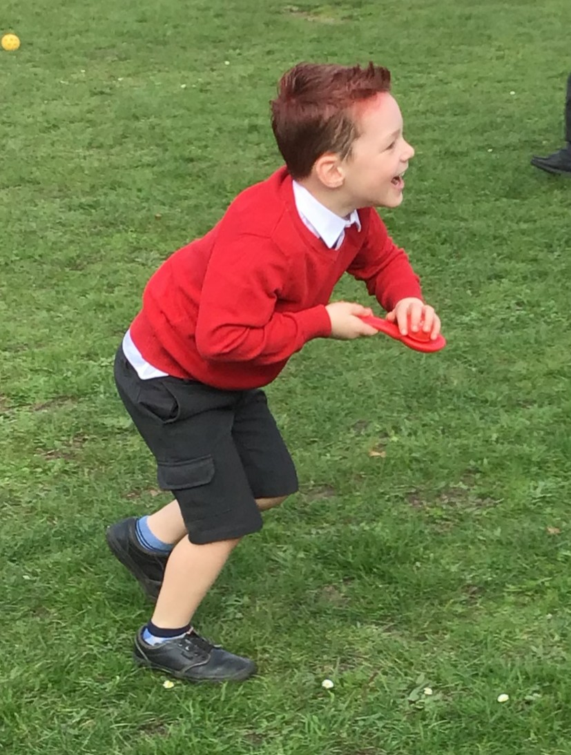 MessingPrimary's tweet photo. Red Nose Day... nose and spoon race. https://t.co/p8nUJ1PkSN