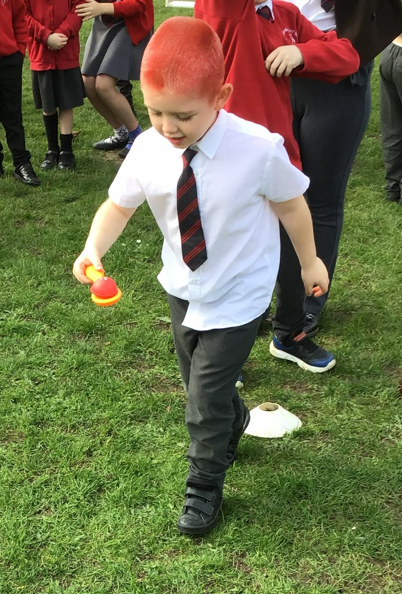 MessingPrimary's tweet photo. Red Nose Day... nose and spoon race. https://t.co/p8nUJ1PkSN