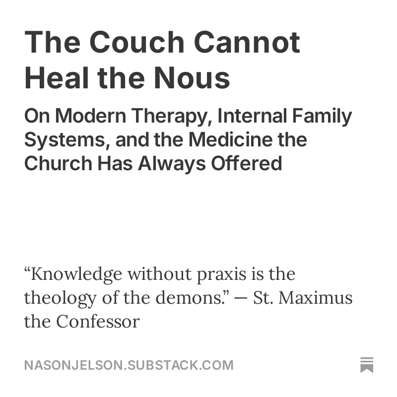 nasonjelson's tweet photo. New article looking at modern psychotherapy and what Orthodoxy offers as medicine. https://t.co/ZhnmiiIn5L https://t.co/9KuSgH7Z3v