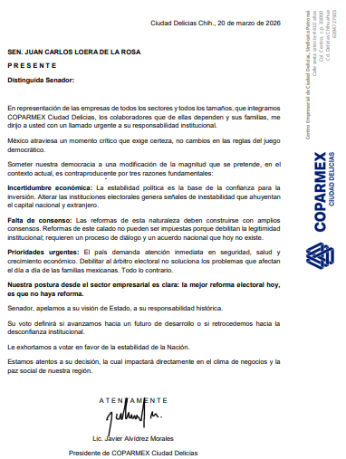 🔵 Senador @JloeraJuan :

La mejor #ReformaElectoral es que no haya reforma electoral
Empresas, colaboradores y  familias necesitan seguridad, certeza jurídica y enfoque en las verdaderas prioridades del país

#PlanB <a href="/jsierraalvarez/">Juan José Sierra</a>  <a href="/senadomexicano/">Senado de México</a> <a href="/LaNoticiaReg/">La Noticia Regional</a> <a href="/codigodelicias/">Manuel Gandara saman</a>