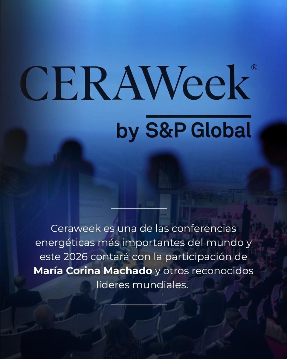 voceriavzla's tweet photo. 🇻🇪 | #Ceraweek es una de las conferencias energéticas más importantes del mundo y este 2026 contará con la participación de María Corina Machado (@MariaCorinaYA) y otros reconocidos líderes mundiales. https://t.co/qiZi7bLaPT