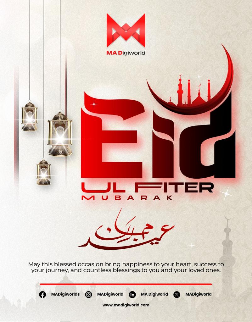 MADigiworld's tweet photo. Eid Mubarak from MA Digiworld 

May this beautiful occasion of Eid fill your life with joy, peace, and countless blessings.
May your hearts be filled with gratitude and your homes with happiness.

Wishing you and your loved ones a prosperous and joyful Eid.
Eid Mubarak! 
#Eid https://t.co/NGDYf3An3o