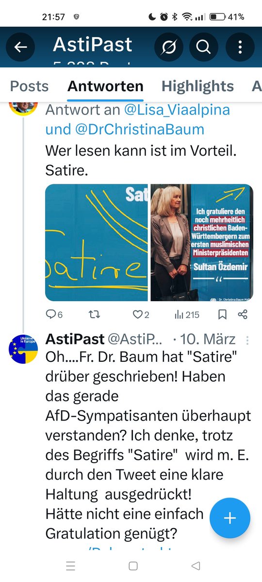 AstiPast's tweet photo. @faktenbasis @Alice_Weidel Wer AfD wählt, wählt m. E. die Partei, die verdächtigt wird, dass in ihren Reihen "🟤" Politik mit machen! 
2. Nur wenn alle "Nicht-🟤 Afd-Fans" die CDU wählen, haben 🟢🔴 keinen Einfluss mehr u. die Politik wird sozial-konservativ, GG basiert, national u. trotzdem weltoffen https://t.co/SntxvsY8mL