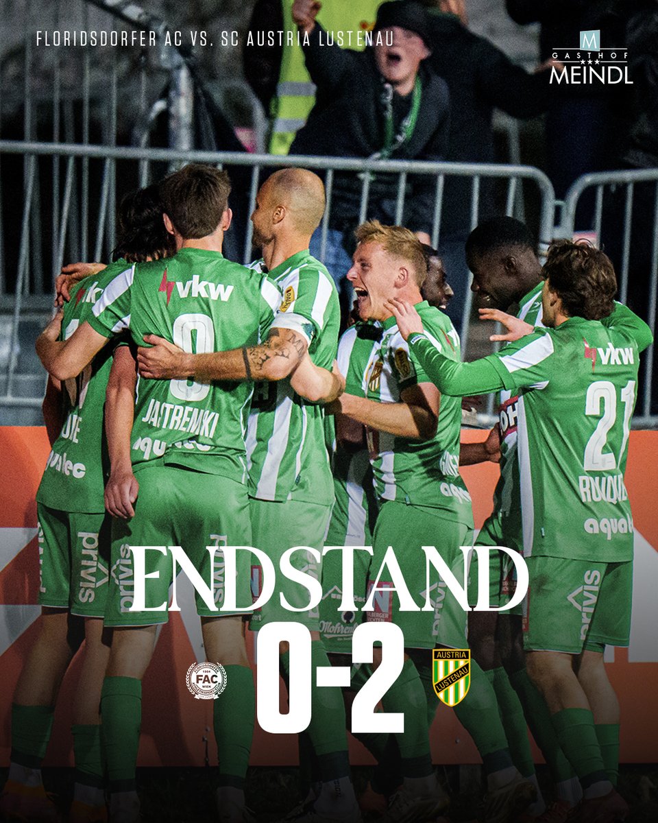 AustriaLustenau's tweet photo. Wir gewinnen das Topspiel beim FAC in Wien absolut verdient mit 2:0. Die Treffer fรผr Grรผn-Weiร erzielten Jack Lahne und Amine Bouchenna.
Starker Auftritt, Jungs! ๐ขโช๐
#FACALU | 0:2 | FT https://t.co/9ar2kTI38T
