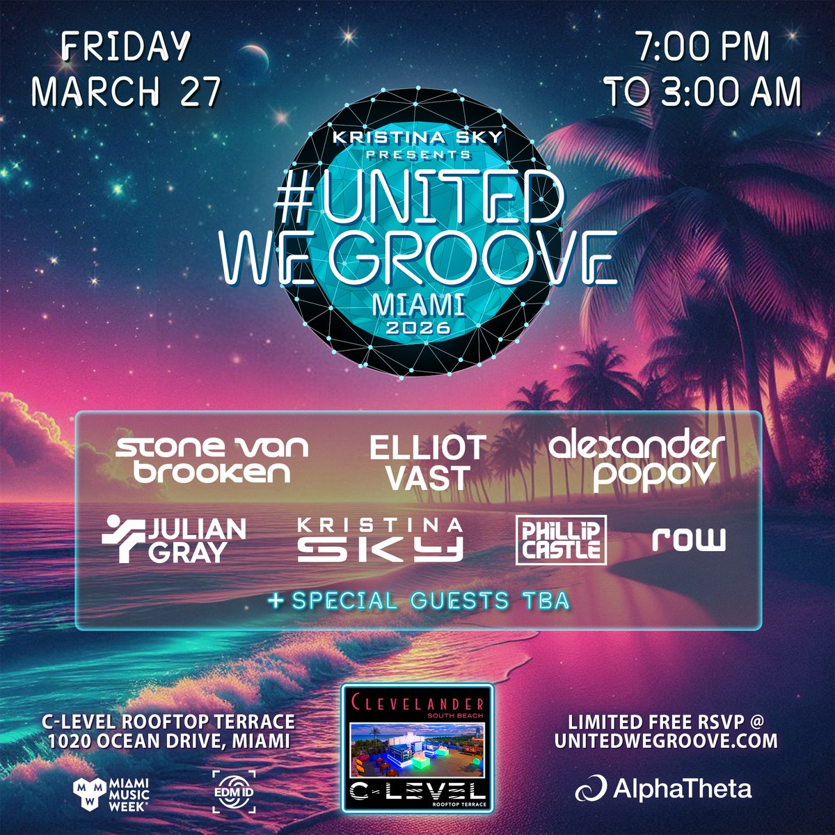 popovmusic's tweet photo. MIAMI MUSIC WEEK 2026 next week 🌴✨

March 26: Interplay x Other Dimension 
https://t.co/jJejPnZ95U

March 27: #UnitedWeGroove
Limited free RSVP:
https://t.co/3DxoZa6D8g https://t.co/YTwNFeb1mj
