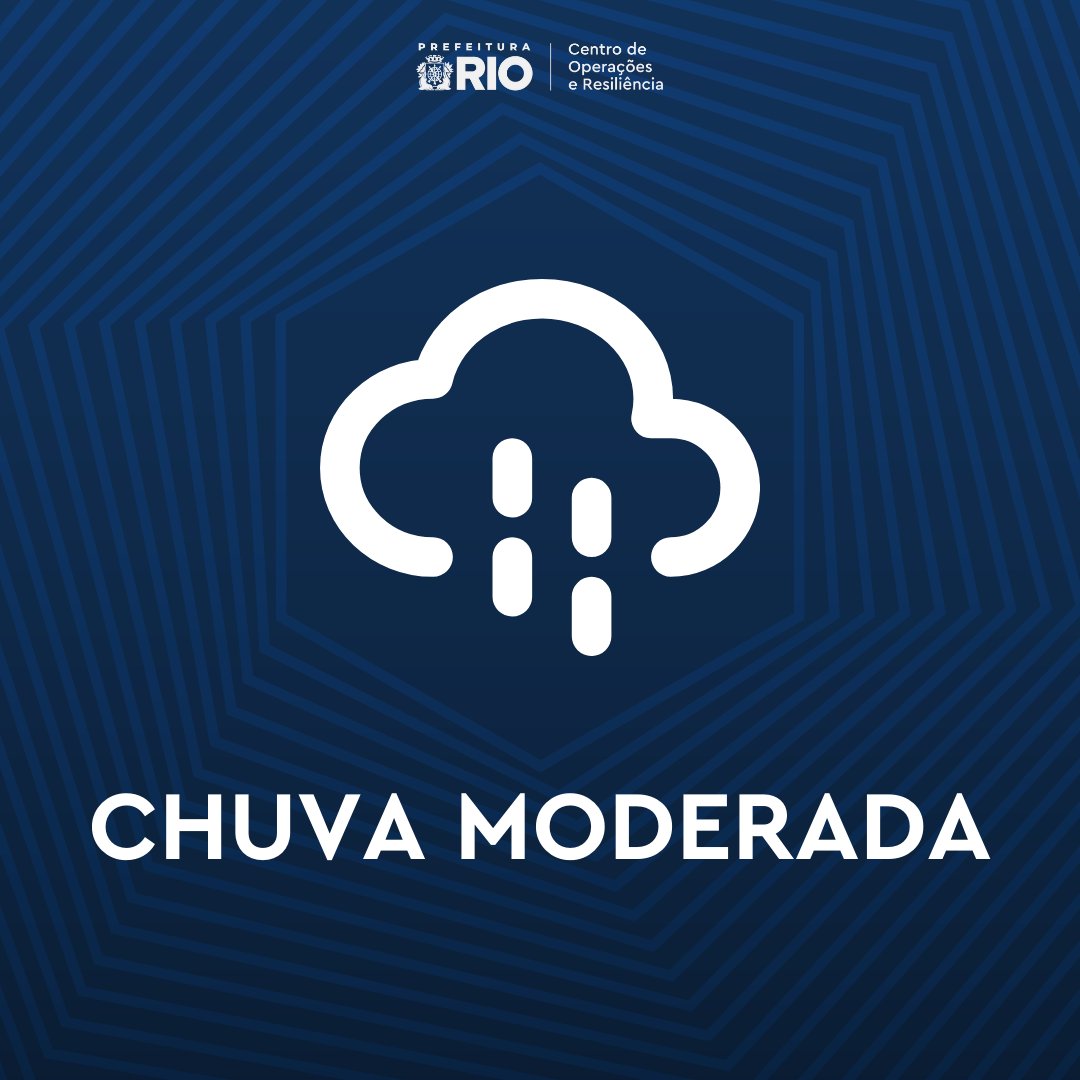 OperacoesRio's tweet photo. CHUVA MODERADA 

Segundo o Sistema Alerta Rio, entre 18h e 18h15, houve registro de chuva moderada na estação Grota Funda (1,8 mm).

No mesmo período, houve registro de chuva fraca nas seguintes estações: 
Recreio dos Bandeirantes (0,2 mm) 
Est. Grajaú/Jacarepaguá (0,2 mm)

#CORInforma #temporj