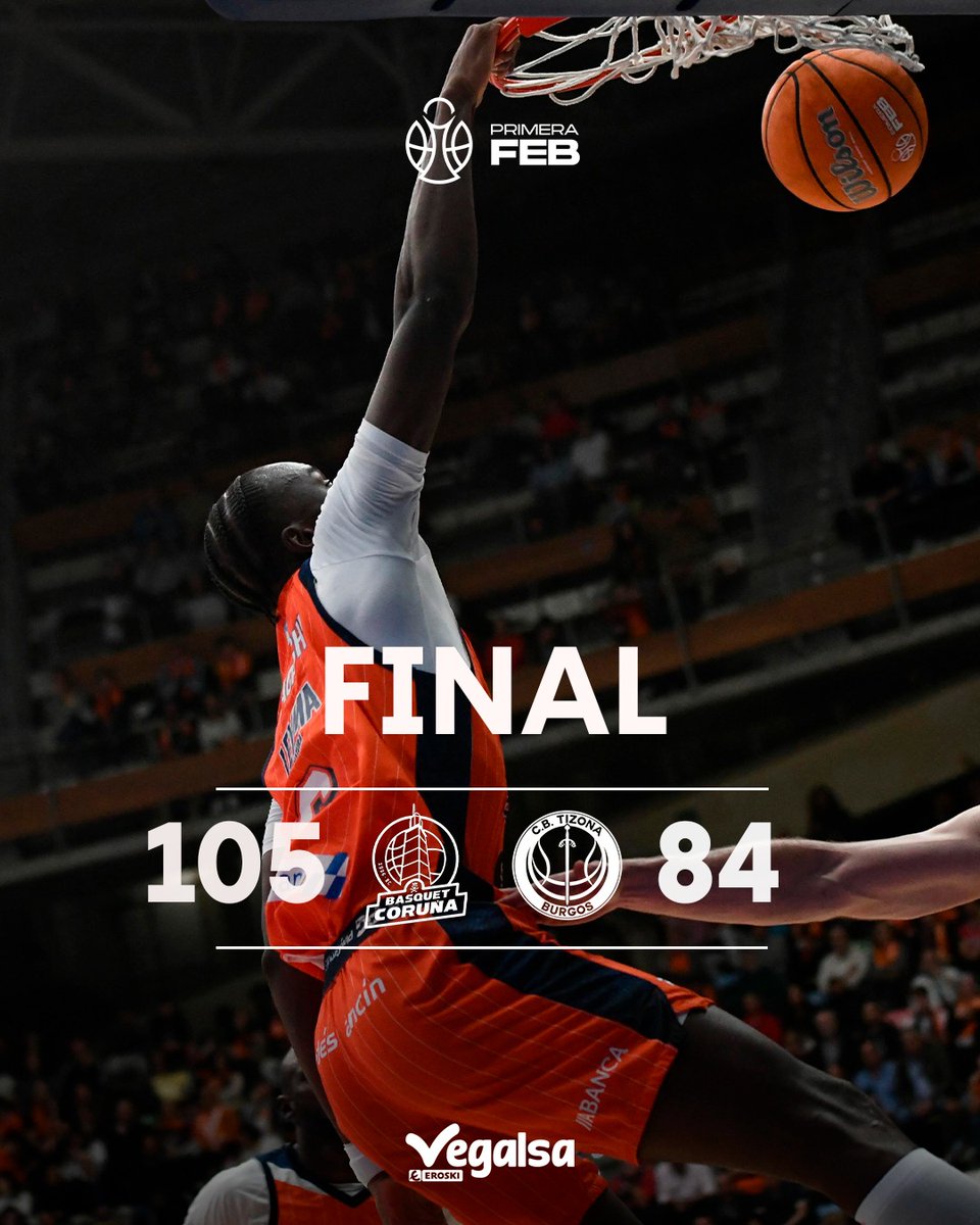 basquetcoruna's tweet photo. ⏰ J26 | Final

📝 𝐄𝐒𝐓𝐀 𝐕𝐀 𝐏𝐎𝐑 𝐓𝐈, 𝐃𝐈𝐍𝐎! 🫂🧡

🏀 105-84

⛹🏻 vs @cb_tizona 
📍 Coliseum
👉🏼 J26 #PrimeraFEB

📊 https://t.co/dF1pXHFlSy

#ACoruñaquereBasquet https://t.co/hrwgrRWErM