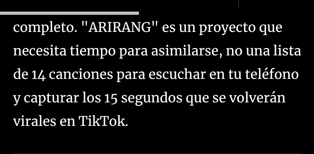 saysaynob's tweet photo. La revista francesa Paris Match dijo q #ARIRANG de #BTS es un proyecto q necesita tiempo para asimilarse, no una lista de 14 canciones para escuchar en tu teléfono y capturar los 15 segundos q se volverán virales en TikTok😭

X éstas cosas la música de BTS no agrada a los kpopers https://t.co/MSbzmZuV8h