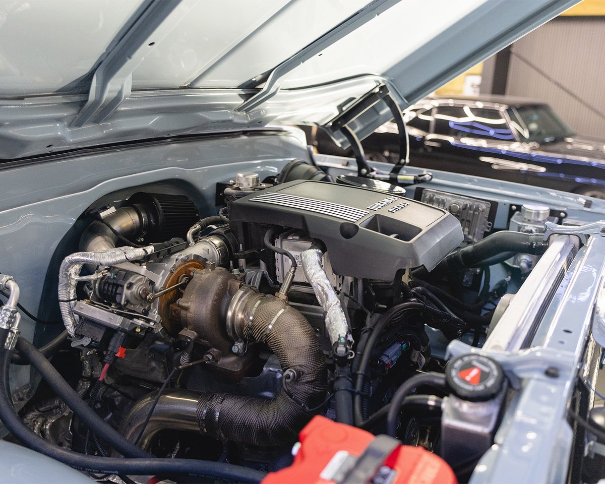 Barrett_Jackson's tweet image. Classic with a diesel-powered surprise. This custom 1969 @chevrolet #Blazer is powered by a tuned and deleted LM2 3.0-liter Duramax diesel engine. See this one sell with No Reserve during the 2026 Palm Beach #Auction, April 16-18.

Learn more: bit.ly/PB26TW-1969Che…