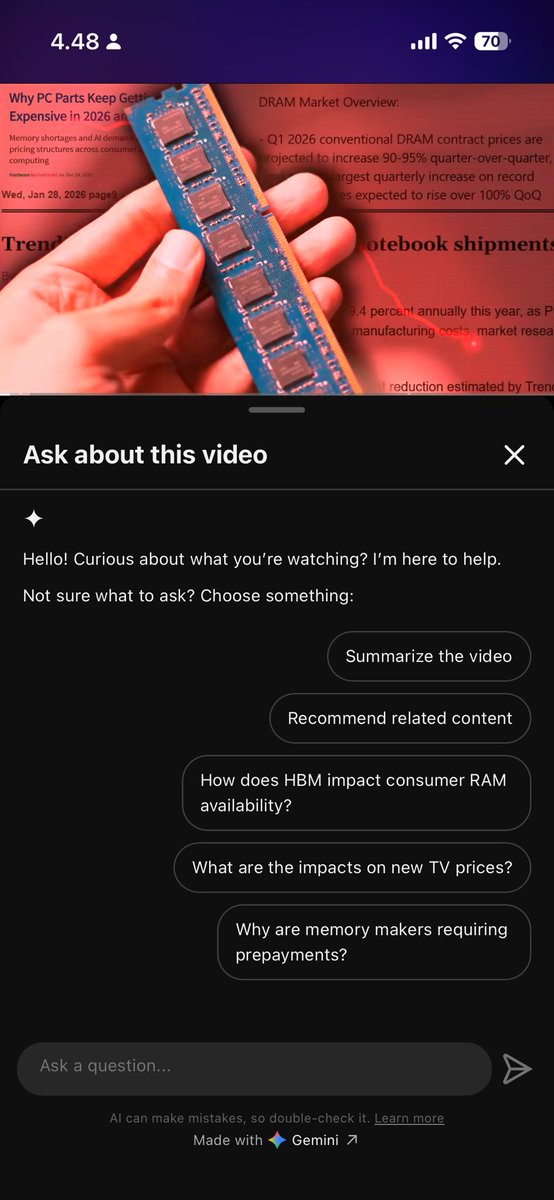 tedibudiwan's tweet photo. When you don’t want to watch a youtube video, hopefully there’s a button for you to summarize it. https://t.co/aXSHlRU1Gu