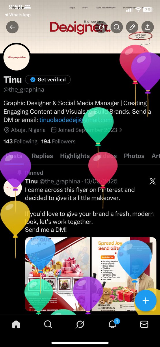 the_graphina's tweet photo. Oh yeah, Happy birthday to me!✨

I figured I’d do a quick introduction.
I’m Tinuola, A computer science student at the University of Abuja.
I’m a graphic designer and a social media manager. I create clean, eye-catching designs that help brands stand out.

Let’s work together✨ https://t.co/Fof6fPig9Y