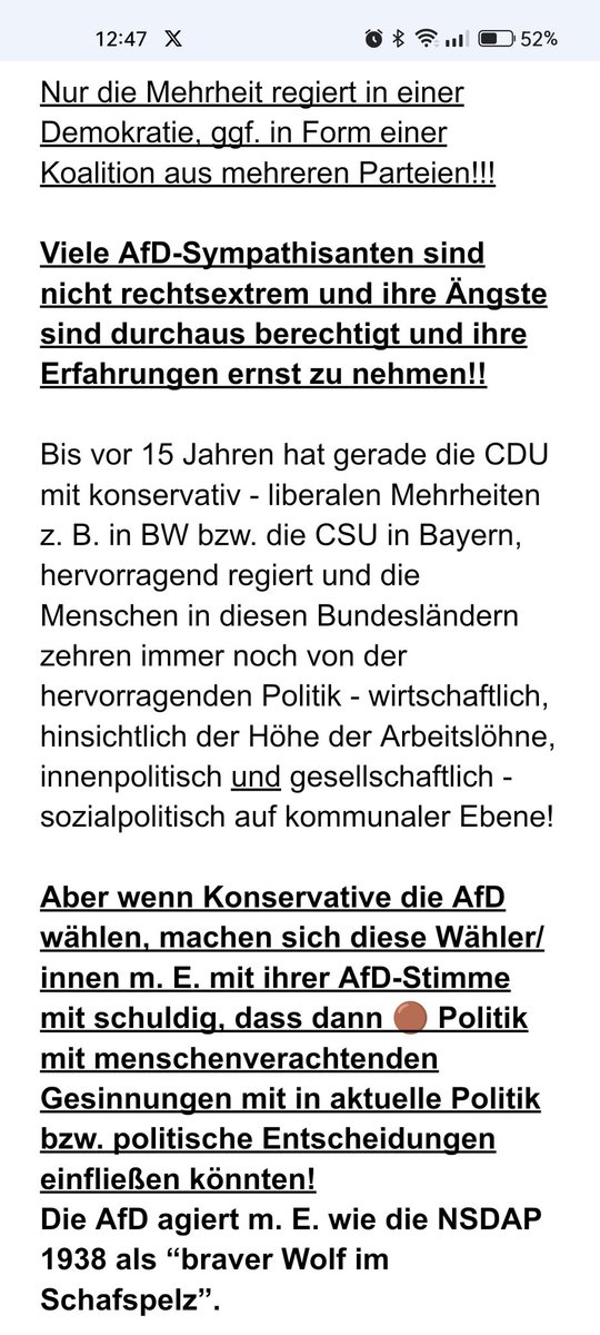 AstiPast's tweet photo. @RLP_AfD Die AfD weiß ganz genau, viele ihrer reißerischen Forderungen u. Versprechen -"Zack, alles wird direkt besser, wenn wir die Macht haben"- sind defakto gar nicht so schnell umsetzbar, rein aus organisatorischen, personellen u. rechtlichen Gründen. Seid ihr wirklich so einfältig? https://t.co/kMF0mfeRT3