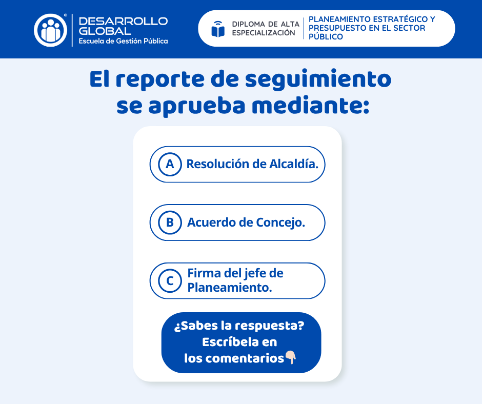 DezaGlobal's tweet photo. En la gestión pública, conocer los procesos internos marca la diferencia en tu desempeño 💼✨
Hoy te retamos con una pregunta clave sobre el reporte de seguimiento 📊
#GestiónPública #Planeamiento #SectorPúblico #Capacitación #ServidorPúblico #AprendizajeContinuo https://t.co/1wpx3hDKeT