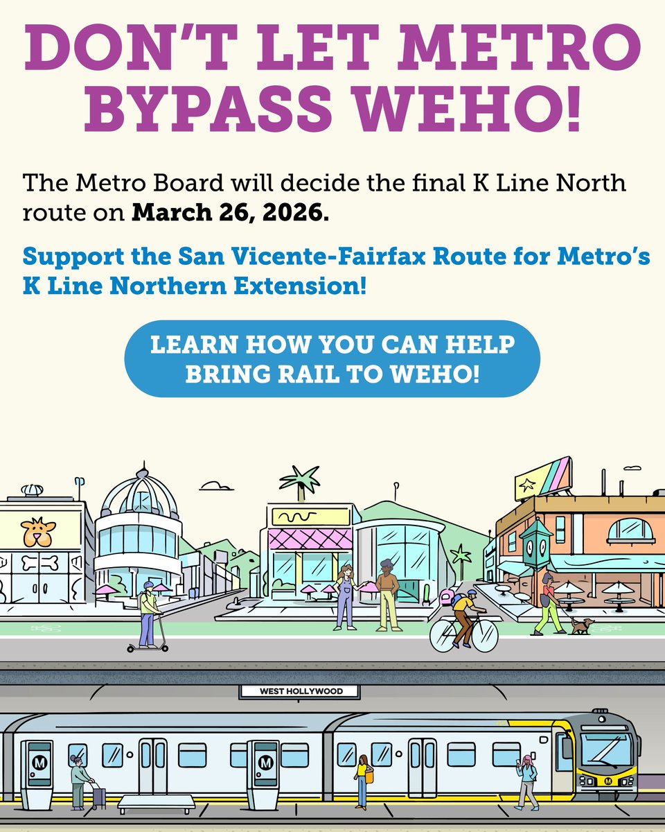 WHAMRAIL's tweet photo. The Metro Board is expected to make its final decision for the K Line North LPA THIS THURSDAY, March 26 📣  ❗🚍Need a ride? We've got you covered with a FREE SHUTTLE! Reserve your spot on the free shuttle to Metro HQ from WeHo Park using the link in our bio! 📍 https://t.co/R0qZs64RgB
