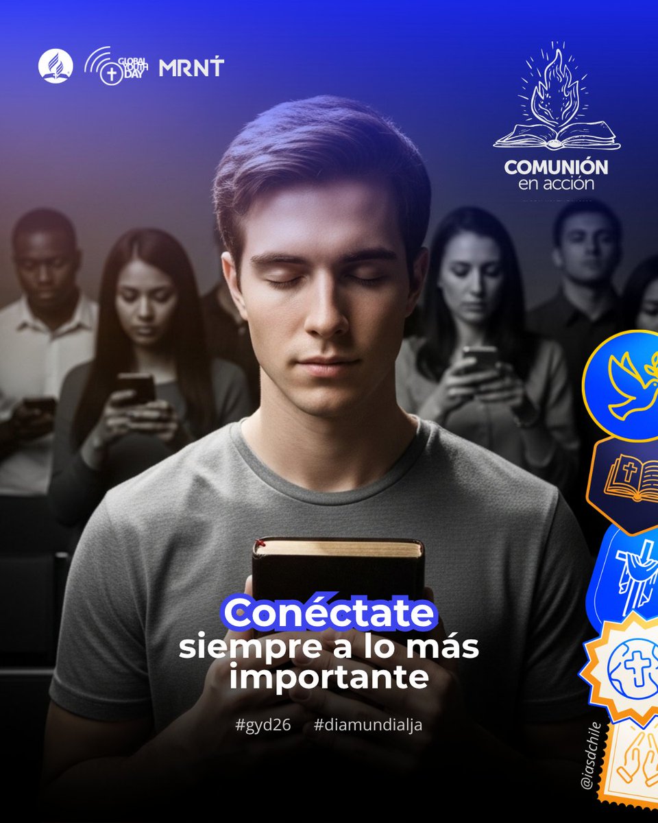iasdchile's tweet photo. Entre tantas notificaciones📲, elegir bien a qué conectarte lo cambia todo
Hoy reconocemos con gratitud a cada #joven adventista que elige vivir su #comunión con propósito, que ama a #Dios y se compromete con una misión activa ¡Feliz Día del Joven Adventista!
#DiaMundialJA #GYD26 https://t.co/ATxalnrpKi