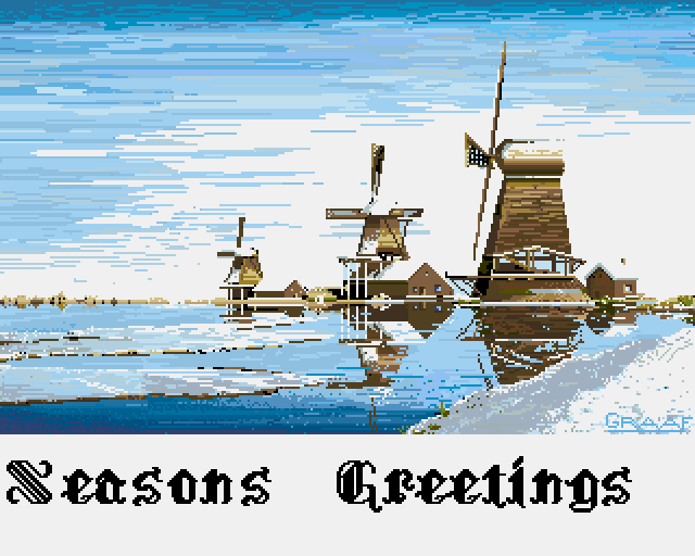 I found two lowres images by Henk Van Der Graaf, wo is mostly known for his spectacular hires images. These were included with the program Print-A-Card, probably without Henk's knowledge.

amiga.lychesis.net/artists/HenkVa…

#Amiga #PixelArt