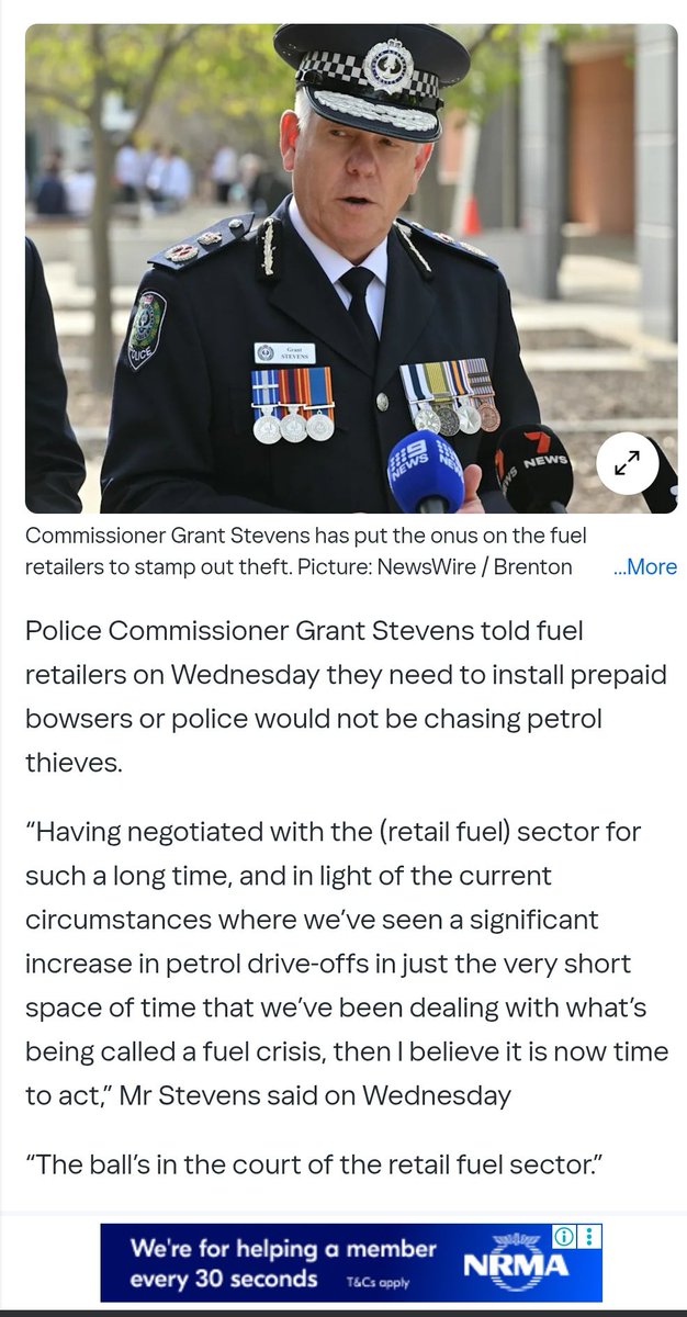 matt_Doolan's tweet photo. Imagine being the head of a whole stated police system and saying that you're not going to go after criminals unless you install prepaid pumps.   During a fucking fuel shortage what an absolute retard that needs sacking,you are the police do your jobs and go after criminals https://t.co/30w87loYMd
