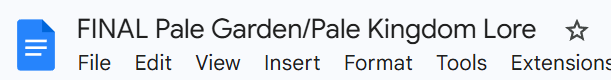 The Pale Garden/Pale Kingdom lore is getting one final revamp. It will still be based around the already existing lore, just spruced up a bunch to be more in depth and interesting. 

This will not be public until the time has come tho

#BLOCKBOUND