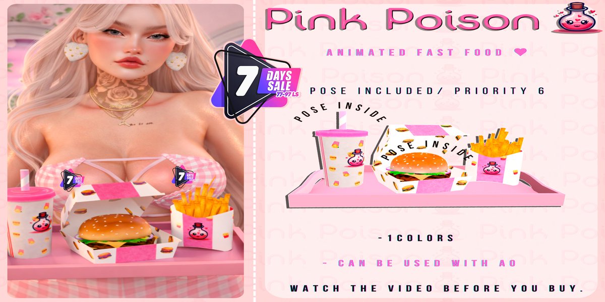 7daysSaleSL's tweet photo. 💜 Pink Poison @7DaysSALE 💜

🗓 March 20–26

Sweet with a dangerous edge — playful, bold, and impossible to ignore.

👉
https://t.co/2Orem6Bq4b

#SecondLife #7DaysSALE #SLFashion https://t.co/DVZT3wyBNt
