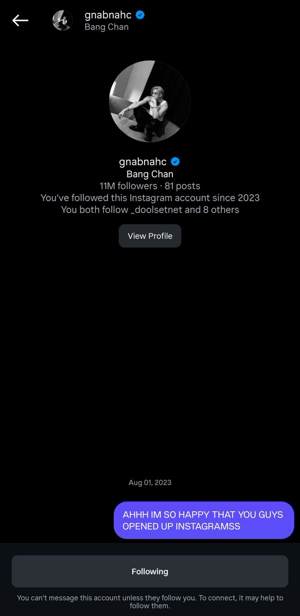 skzview_'s tweet image. not to flex or anything but i successfully dmed chan before he #closed his dms