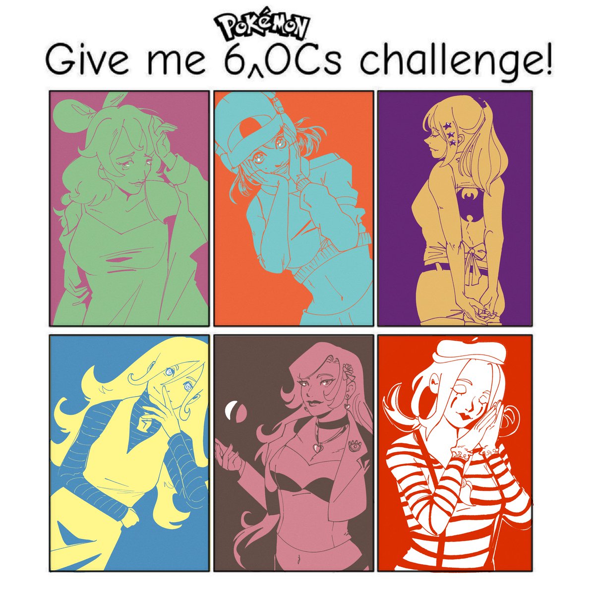 Finally posting 🙏 I want to draw more, too, but here’s a set… thank you so much for lending your super cool OCs everyone!! 🙏 🙏 🙏