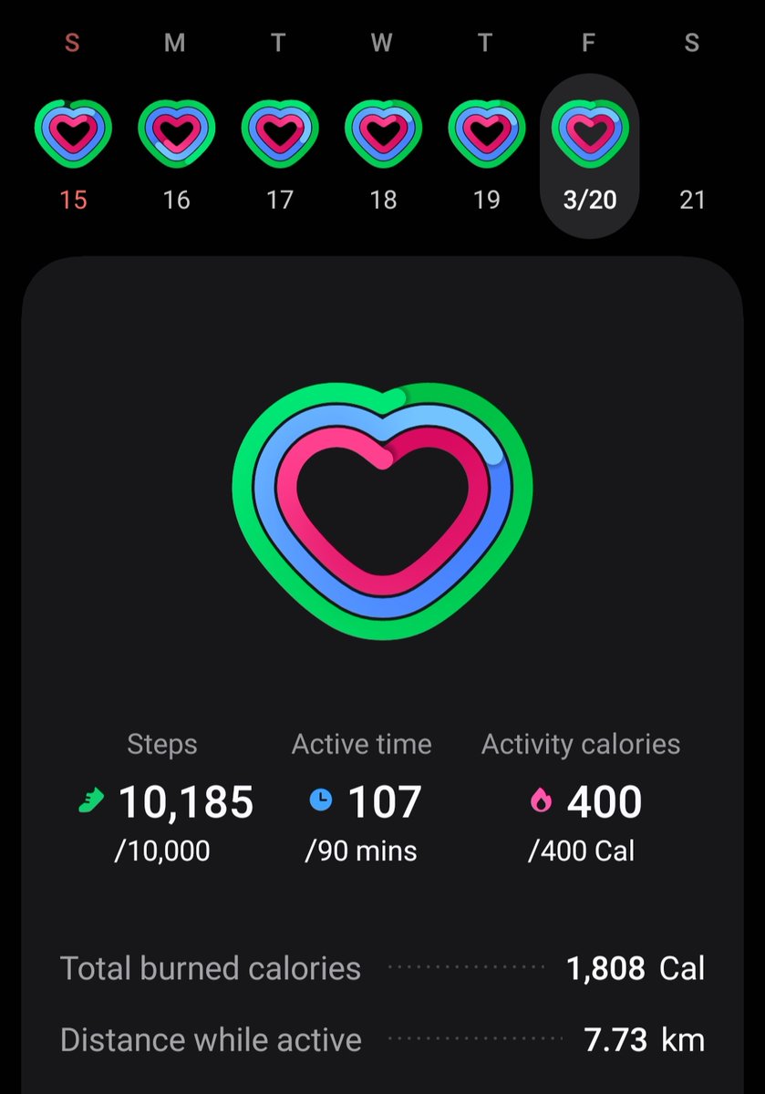 Goals crushed! ✅ 10k steps and the rings are closed. Great way to end the week! 🔥💪