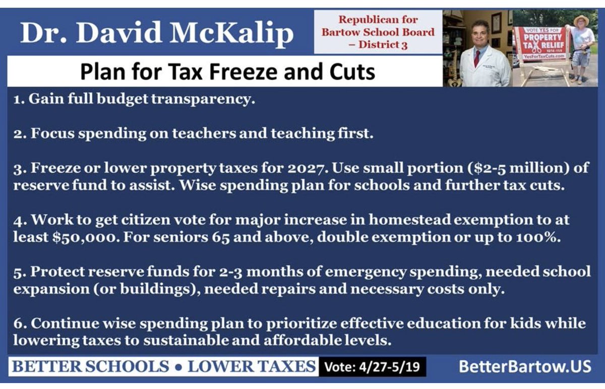 mattshultz's tweet photo. There is no way these proposals do not impact staffing at the school system…especially when you consider that this candidate has stated he will only vote for the rollback millage rate. It is just irresponsible to release something like this with no understanding of the consequences.