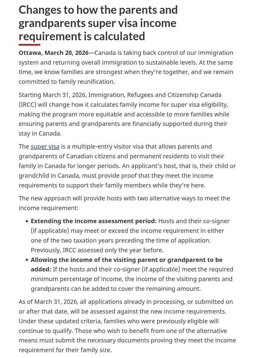 AskKubeir's tweet image. #Supervisa update 
Effective March 31, 2026  income requirement for the Supervisa may be met in 2 ways, of which one allows the parents income to be included in the calculation.
