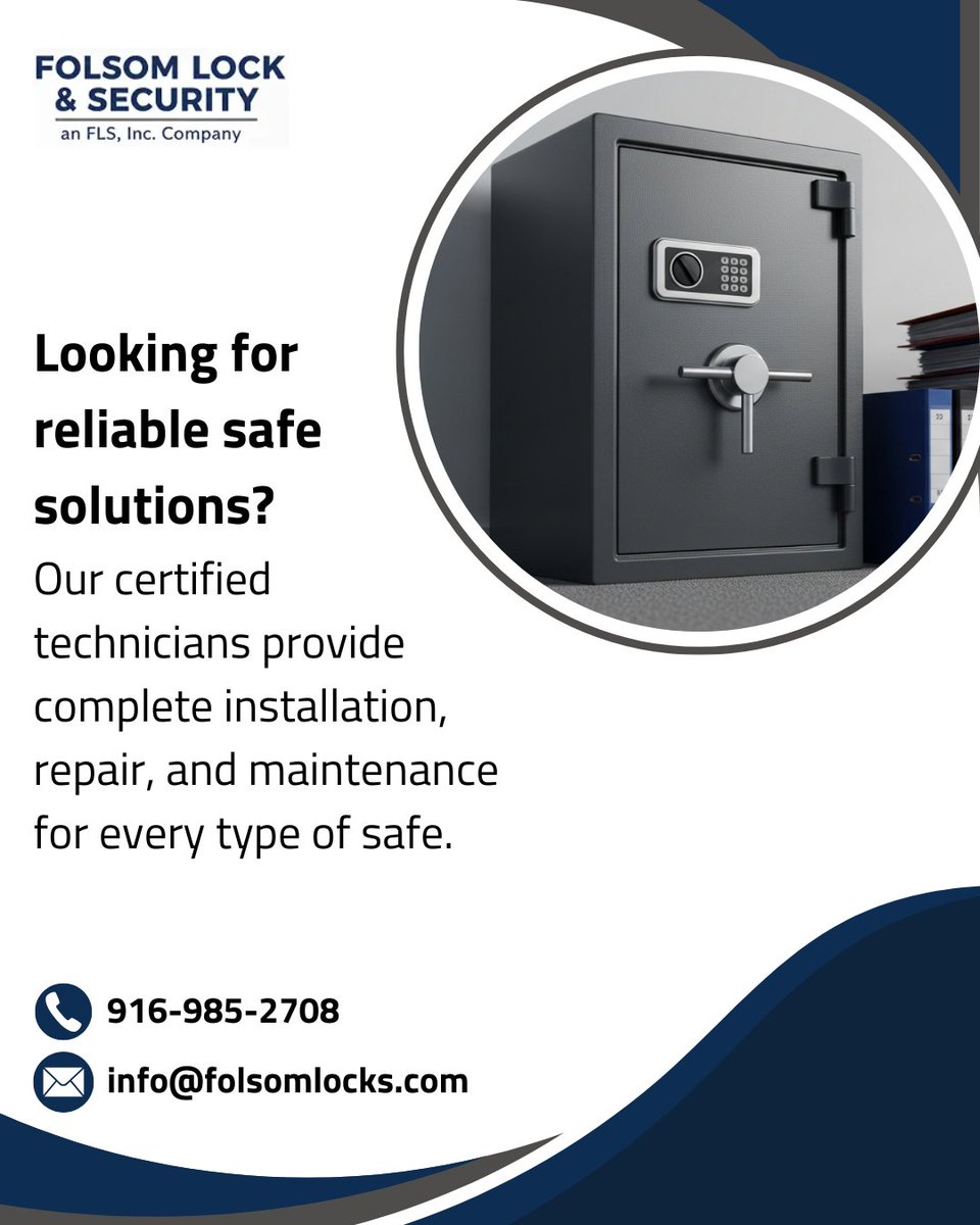 FolsomLocks's tweet image. Our certified technicians provide complete installation, repair, and maintenance for every type of safe. Keep your business or government valuables secure. Get professional safe service—contact us today.
folsomlocks.com/services/safes/ 
#SafeInstallation #SafeRepair