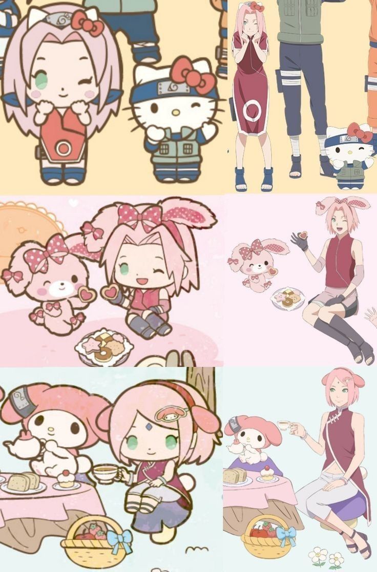 Sakashi4life's tweet photo. Sakura x Sanrio official illustrations https://t.co/Xi6NAT19c7