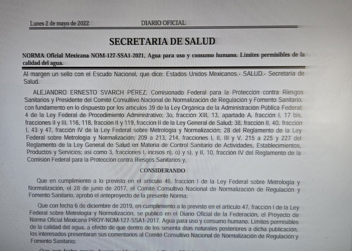<a href="/CANAL44TV/">Canal 44</a> <a href="/saludjalisco/">Secretaría de Salud Jalisco</a> <a href="/HectorRaulPG/">Héctor Raúl Pérez G.</a> La norma oficial mexicana NOM-127 de la Secretaría de Salud indica que no debe haber coliformes en el agua potable
¿No conoce la norma este funcionario?