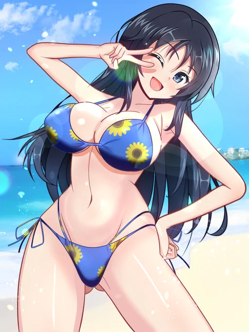 花粉で目が痒くなる時期なので青ビキニやまごーちゃんに癒しを(⁠*⁠'⁠ω⁠`⁠*⁠) #目が疲れたので青色の癒しを下さい