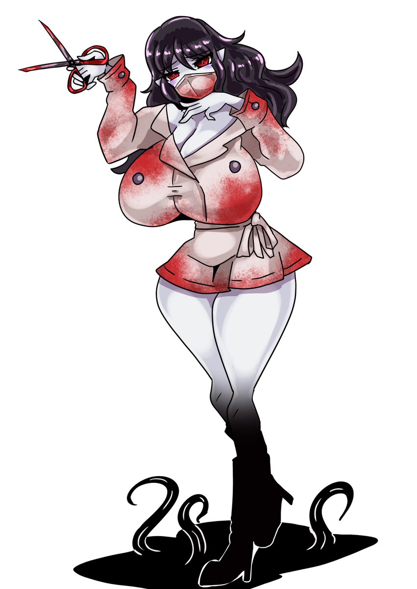 #魔物娘図鑑二次 #monstergirlencyclopedia 
口裂け女。あかなめの亜種 