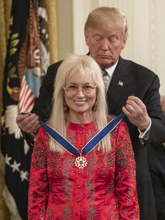 Here's Trump giving Miriam Adelson the Presidential Medal of Freedom, the highest U.S. civilian honor.
For what, we don't know. $$$$$$$