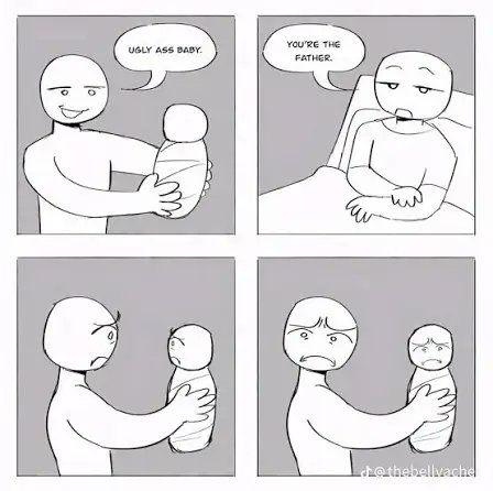 Someone please draw this but with Kinger &amp; Queenie as the parents and Caine as the baby