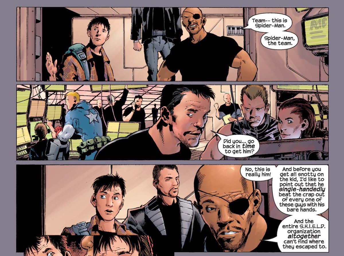 I do love Fury going “Hey shut the fuck up, this kid took down every single one of these guys by himself, you guys get maybe one villain a year and none you could name a single one of them”