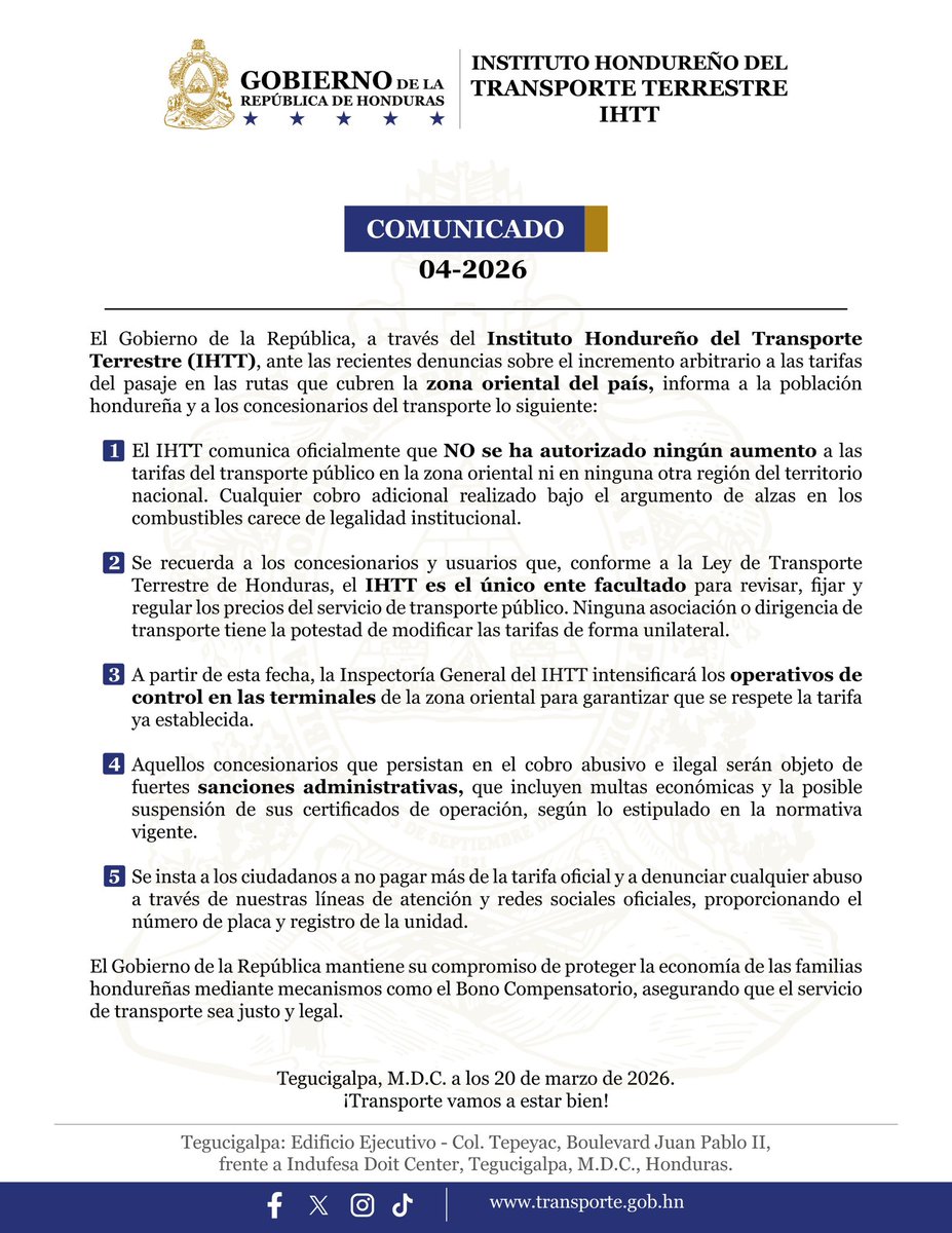 Transporte Honduras tweet media