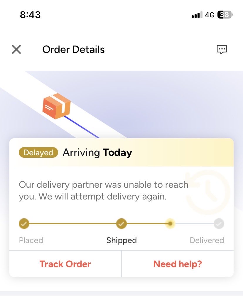 iVivekrawat's tweet photo. @1mgOfficial Order placed yesterday at 12 PM, delivery promised by 10 PM. Status showed “on the way.” Rider said 10–15 mins but never arrived—even after 1.5 hours. Status still unchanged. Please deliver in the first half today, not at 10 PM again. https://t.co/TtBOliLPMC