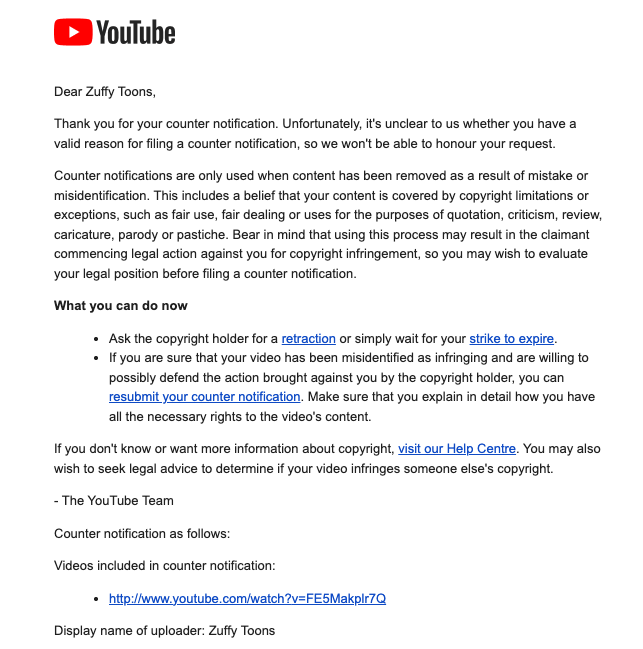 ZuffyToons's tweet photo. @TeamYouTube @YouTubeIndia My video has a fake strike from 'Parul Thakur Team'. My counter-notifications are getting automated rejections. This is 100% original content. Please review manually! 

Video Link - https://t.co/sTTmQoe0OJ https://t.co/nhj7Bf4U62