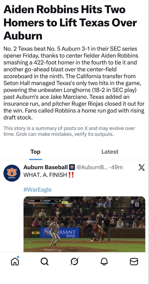 derekroh's tweet photo. You can’t always trust AI. 😜 #WDE Congrats on the walkoff @AuburnBaseball!! https://t.co/dIywQSHLWF